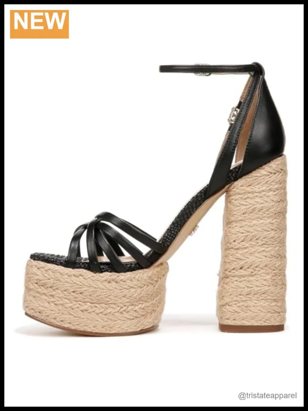 Platform Heeled Sandals Ankle Strap Buckle Leather